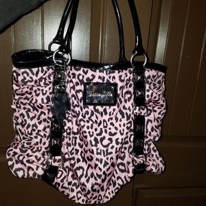Hot pink and back hand bag